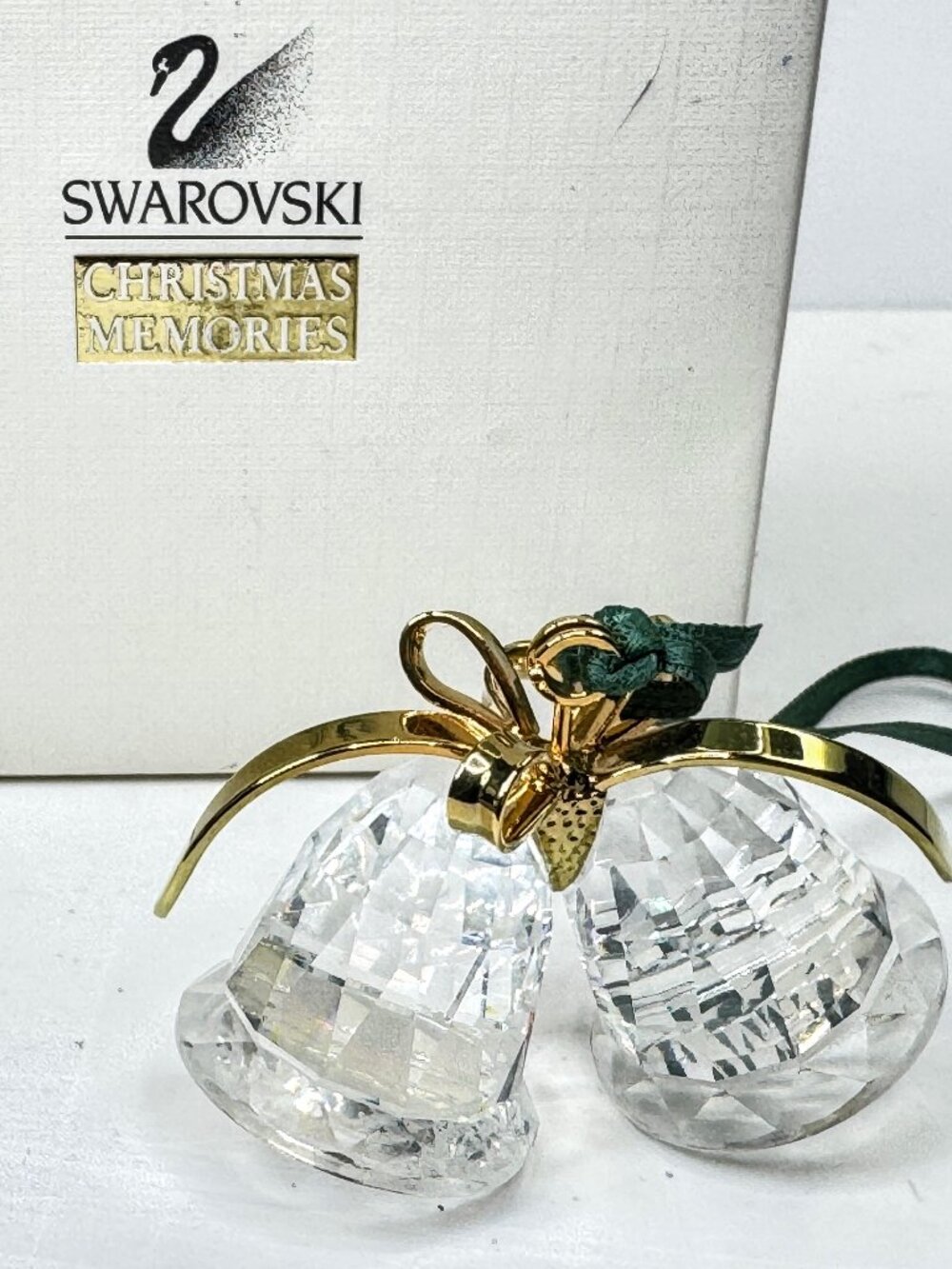 Vintage Swarovski Christmas Memories double bells ornament, featuring two beauti